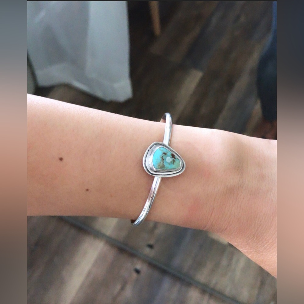 Turquoise cuff bracelet sterling silver! one size fits most.